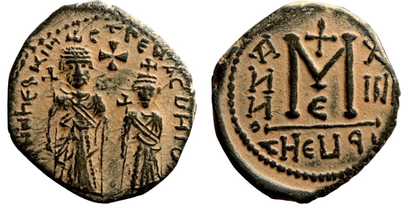 Heraclius and Hercalius. Constantine Follis. Obverse: Heraclius on left, Heracli...