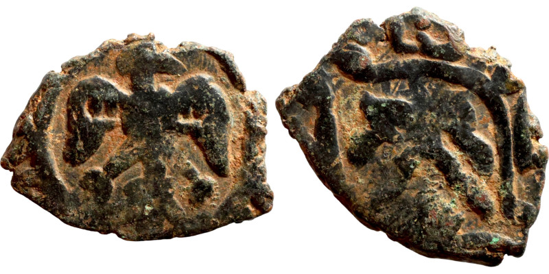 Seljuk, bronze coins. Obverse: eagle. Reverse: Arabicc inscription

18mm 3,88g