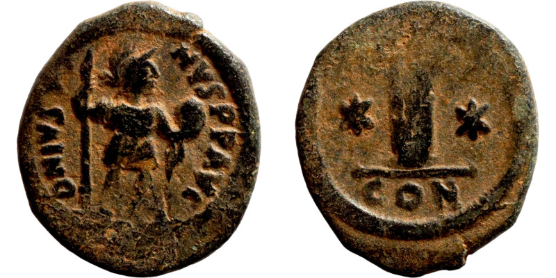 Justin II (565-578) Decanummium. Obverse: Imperial figure holding spear and glob...