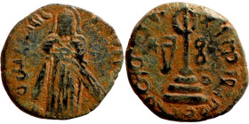 Al-Malik. Follis. Obverse: Imperial figure. Reverse: Modified cross potent set on steps