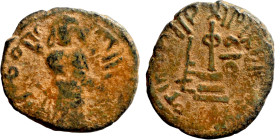 Al-Malik. Follis. Obverse: Imperial figure. Reverse: Modified cross potent set on steps