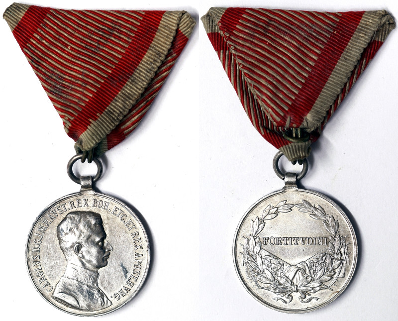 Austria, Karl I Bravery medal "FORTITVDINI", n.d., I class. Opus: Kautsch. Ø 31 ...