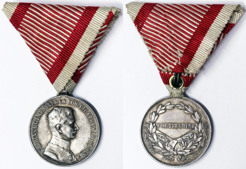 Austria, Karl I Bravery medal "FORTITVDINI", n.d., I class. Opus: Kautsch. Ø 31 ...