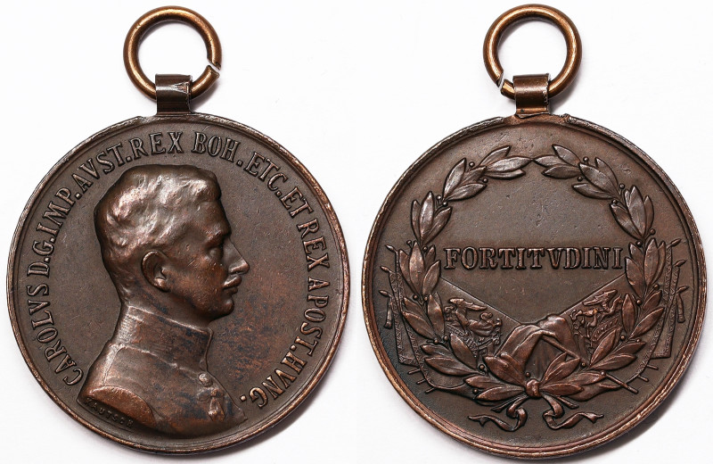 Austria, Karl I Bravery medal "FORTITVDINI", n.d., Opus: Kautsch. Ø 31 mm. Ae. 1...
