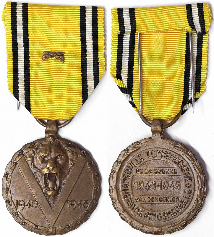 Belgium, Leopold III Commemorative Medal of the 1940–1945 War With crossed sword...