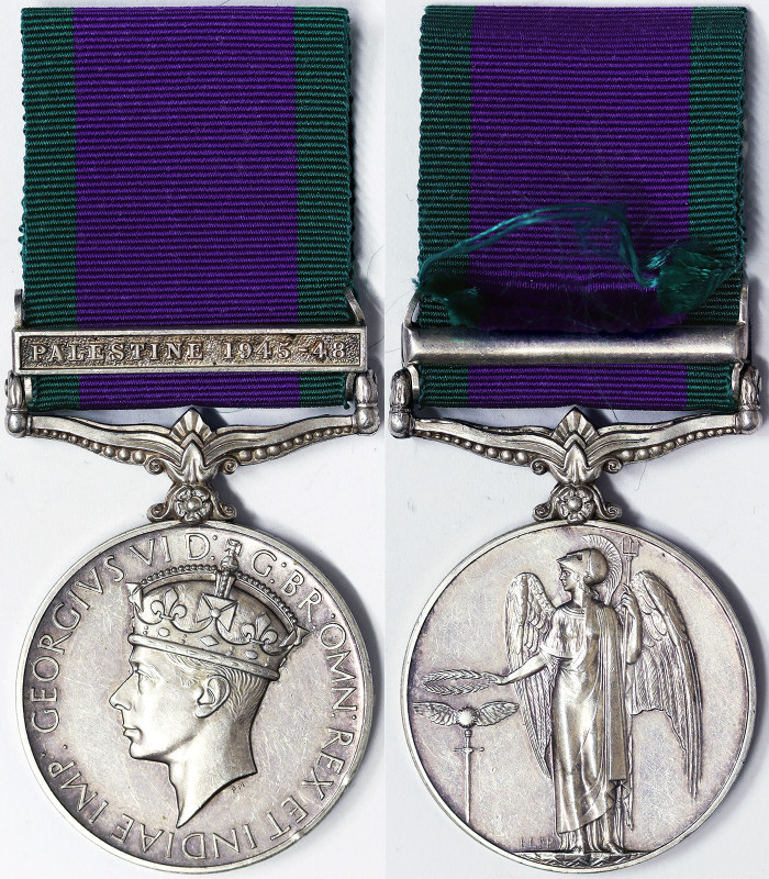 Great Britain, George VI The General Service Medal, 1945-48, With ornate clasp o...