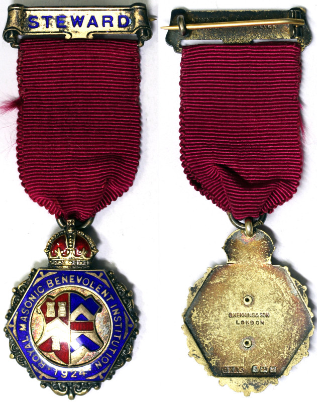 Masonic medals, George V Medal, 1924, Royal Masonic Benevolent Institution. Stew...
