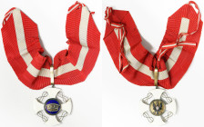 Kingdom, Vittorio Emanuele III Order of the crown of Italy, n.d., Commander's Cross 3rd class, neck badge. 53x50 mm. Gold. Chipped enamels.