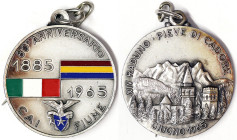 Republic, Badge, 1965, 80th anniversary of the Rijeka (Fiume) section of the Italian Alpine Club CAI. XIV gathering in Pieve di Cadore. Ø 32 mm. White...