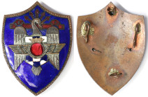 Spain, Francisco Franco Badge of the Falange Española de las Juntas de Ofensiva Nacional Sindicalista JONS Total sizes: 60x44 mm ca. Bronze and enamel...