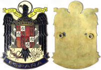 Spain, Francisco Franco Francoist Spain's coat of arms Total sizes: 91x66 mm ca. Bronze and enamels.