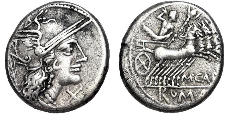 Roman Coins, Marcius Papirius Carbo Denar, n.d., Rome, Ag. 3,89 g, Crawford 276/...