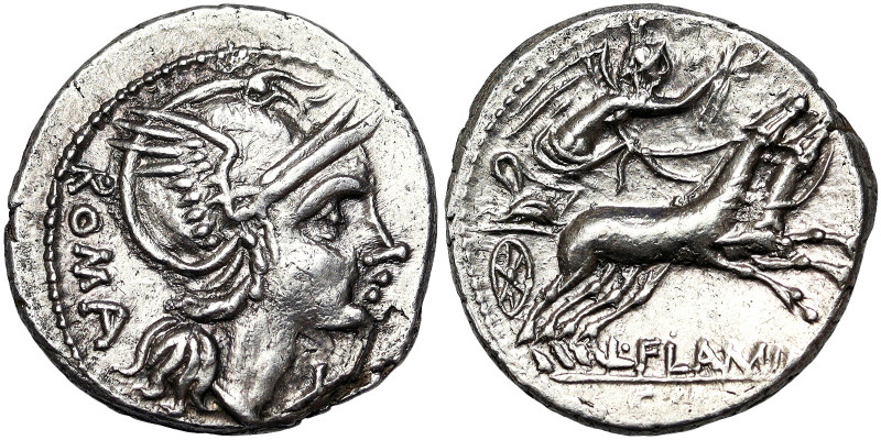 Roman Coins, L. Flaminius Chilo Denar, n.d., Rome, Ag. 3,96 g, Sear 179, XF
