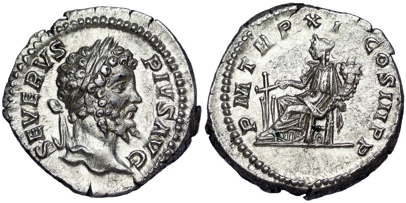 Roman Coins, Septimius Severus Denar, n.d., Rome, Ag. 3,34 g, RIC 189b, UNC