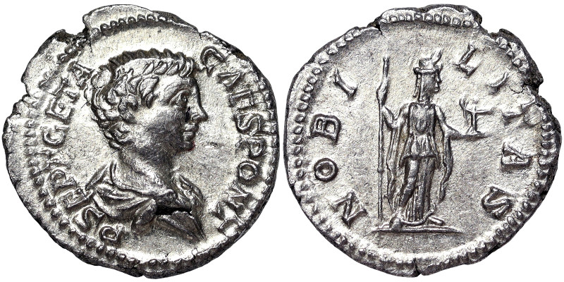 Roman Coins, Geta Denar, n.d., Rome, Ag. 3,44 g, A.UNC