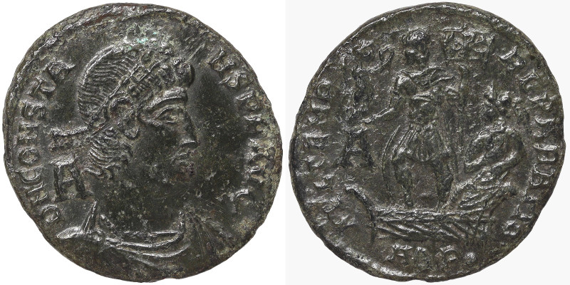 Roman Coins, Constantius II Follis, n.d., Aquileia, Ae. 4,24 g, RIC 117, A.XF