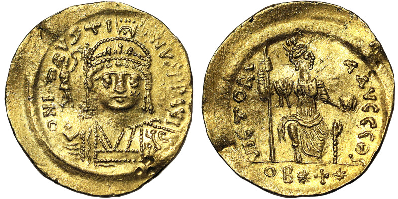 Roman Coins, Justinian II Solidus, n.d., Antioch, Au. 4,09 g, Rare, Small edge n...
