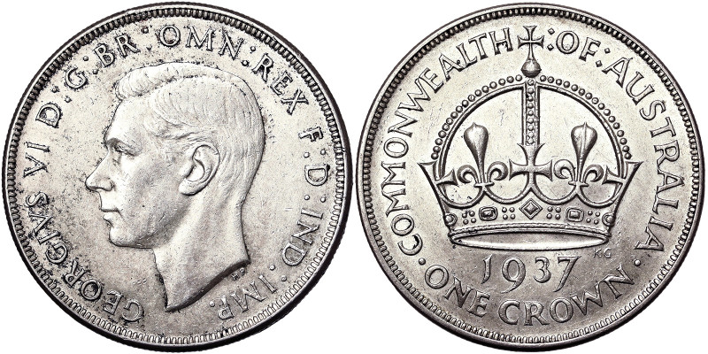 Australia, George VI 1 Crown, 1937, Ag.925 28,25 g, KM 34, XF+