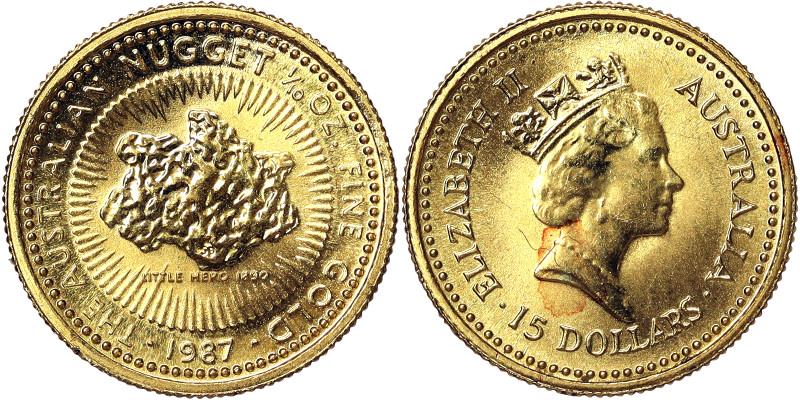 Australia, Elizabeth II 15 Dollars, 1987, Australian Nugget. Golden Aussie. Au.9...