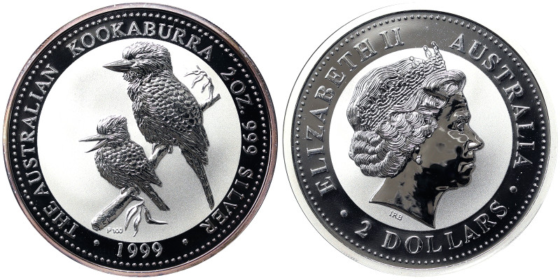 Australia, Elizabeth II 2 Dollars, 1999, Kookaburra. Ag. 2 Once / 2 Oz PROOF