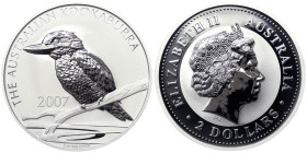 Australia, Elizabeth II 2 Dollars, 2007, Kookaburra. Ag. 2 Once / 2 Oz, KM 890, PROOF