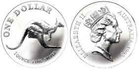 Australia, Elizabeth II 1 Dollar, 1993, Canberra, Kangaroo series. Ag.999 1 Oncia / 1 Oz, KM 211.2, UNC