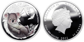 Australia, Elizabeth II 50 Cents, 2011, Koala. Ag.999 1/2 Oncia / 1/2 Oz, KM-, PROOF