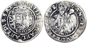 Austria, Matthaus Lang Von Wellenburg Batzen, 1520, Salzburg, Ag. 2,52 g, Zöttl 262, VF