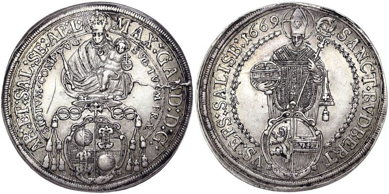 Austria, Maximilian Gandolph Von Künburg Taler, 1669, Salzburg, Ag. 28,30 g, DAV...