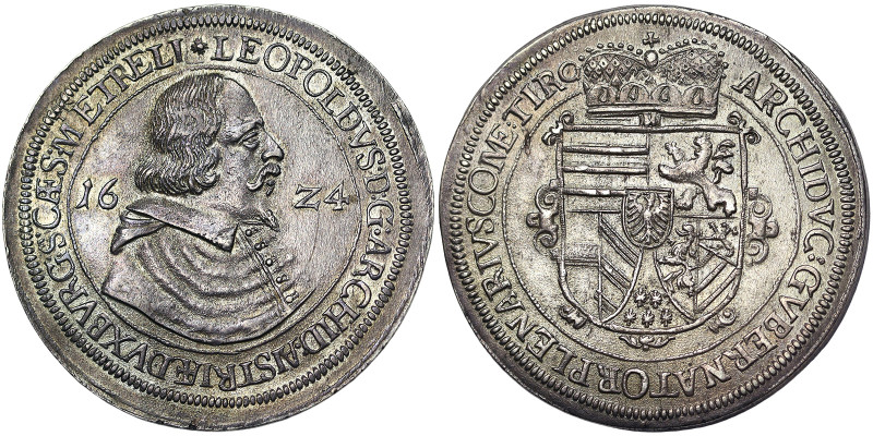 Austria, Leopold V, Taler, 1624, Hall, Ag. 28,78 g, DAV 3330, XF