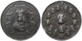 Austria, Leopold I, Medal, n.d., (1690), Coronation as king of Rome. Opus: M. Brunner. Ø 73 mm Ae. 100,00 g, Edge nicks, VF