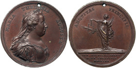 Austria, Maria Theresia, Medal, 1770, The promulgation of the new Customs Regulation. Opus: Krafft. Ø 48,5 mm Ae. 43,87 g, Holed, Julius 1962, XF