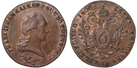 Austria, Francis II, 6 Kreuzer, 1800, Schmöllnitz, Cu. 14,20 g, Herinek 1037, A.UNC