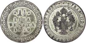Austria, Francis II, 1-1/2 Lira Veneta, 1802, Vienna, Ag.250 12,00 g, NC, Herinek 576, XF