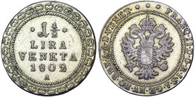 Austria, Francis II, 1-1/2 Lira Veneta, 1802, Vienna, Ag.250 12,00 g, NC, Herinek 576, VF+