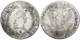 Austria, Francis I, 20 Kreuzer, 1812, Kremnitz, Ag.583 6,56 g, NC, Frühwald 296, VF