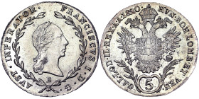 Austria, Francis I, 5 Kreuzer, 1820, Kremnitz, Ag.438 2,20 g, Frühwald 439, UNC
