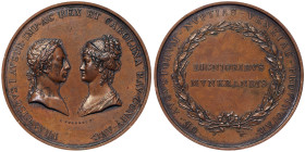 Austria, Francis I, Medal, 1816, Commemoration of the Marriage of Francis I of Austria and Caroline of Bavaria. Opus: L. Ferrari. Ø 48 mm Ae. 60,00 g,...