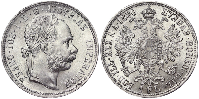 Austria, Franz Joseph I 1 Gulden, 1880, Vienna, Ag.900 12,35 g, Frühwald 1500, U...