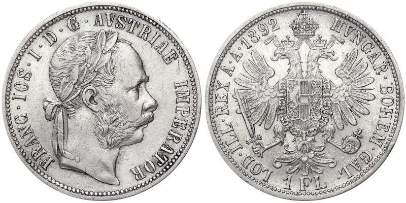 Austria, Franz Joseph I 1 Gulden, 1892, Vienna, Ag.900 12,35 g, Frühwald 1512, V...