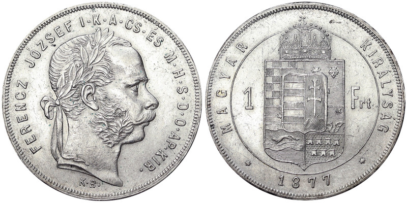 Austria, Franz Joseph I 1 Forint, 1877, Kremnitz, Ag.900 12,35 g, Frühwald 1781,...