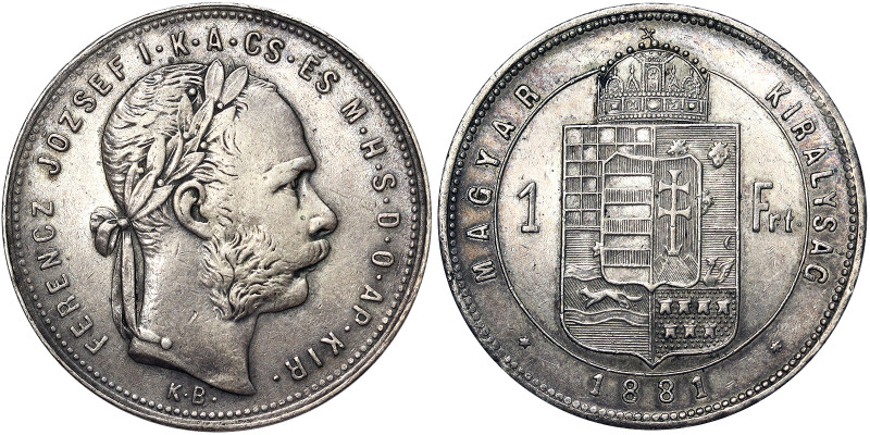 Austria, Franz Joseph I 1 Forint, 1881, Kremnitz, Ag.900 12,35 g, Frühwald 1785,...