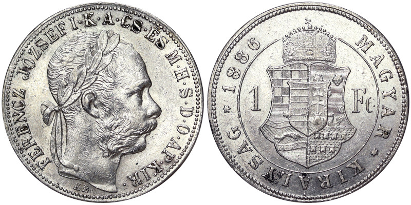 Austria, Franz Joseph I 1 Forint, 1886, Kremnitz, Ag.900 12,35 g, Frühwald 1790,...