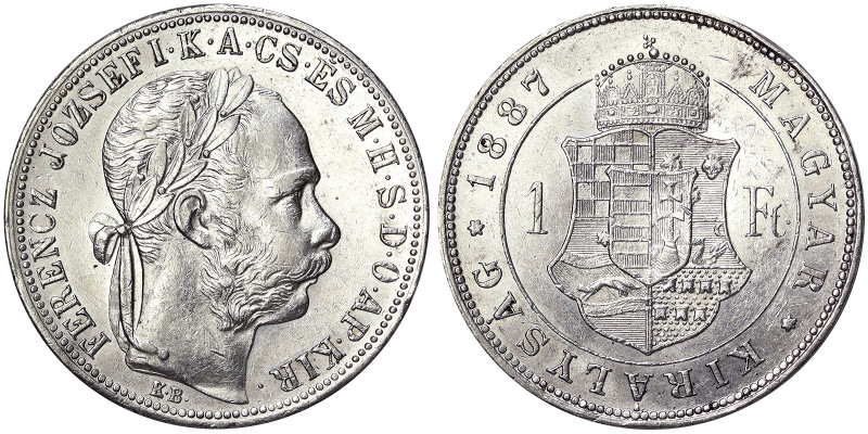 Austria, Franz Joseph I 1 Forint, 1887, Kremnitz, Ag.900 12,35 g, Frühwald 1791,...