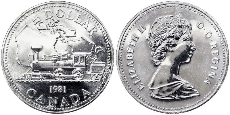 Canada, Elizabeth II 1 Dollar, 1981, 100th Anniversary of the Trans-Canada Railw...