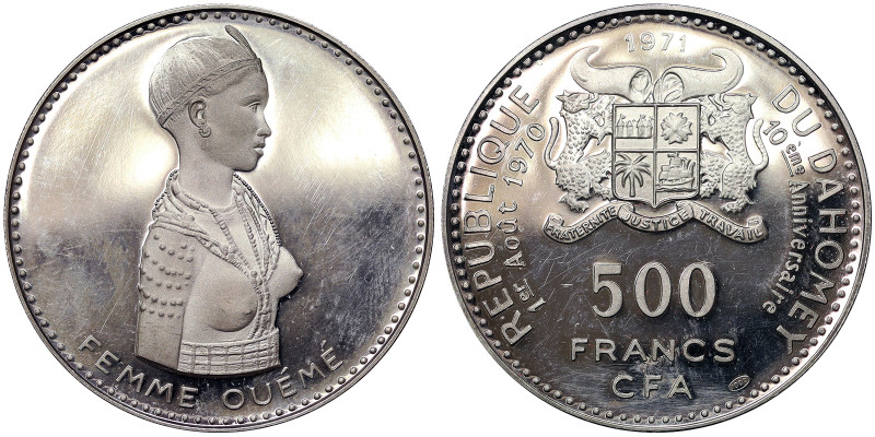 Dahomey, 500 Francs, 1971, Oueme woman. Ag.999 25,20 g, KM 3, PROOF