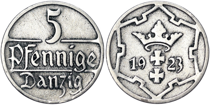 Danzig, free city, 5 Pfennig, 1923, Ni. 2,00 g, KM 142, VF