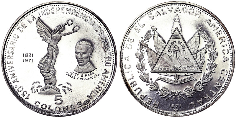 El Salvador, 5 Colones, 1971, Ag.999 11,50 g, KM 142, PROOF