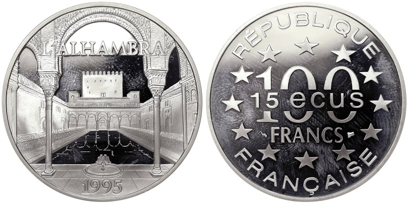 France, 100 Francs, 1995, Paris, L' Alhambra, 15 Ecu. Ag.900 22,20 g, KM 1112, P...