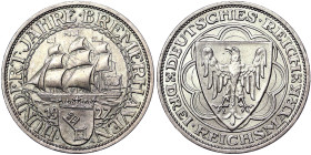 Germany, 3 Reichsmark, 1927, A Berlin, Bremerhaven. Ag.500 15,00 g, Jaeger 325, UNC